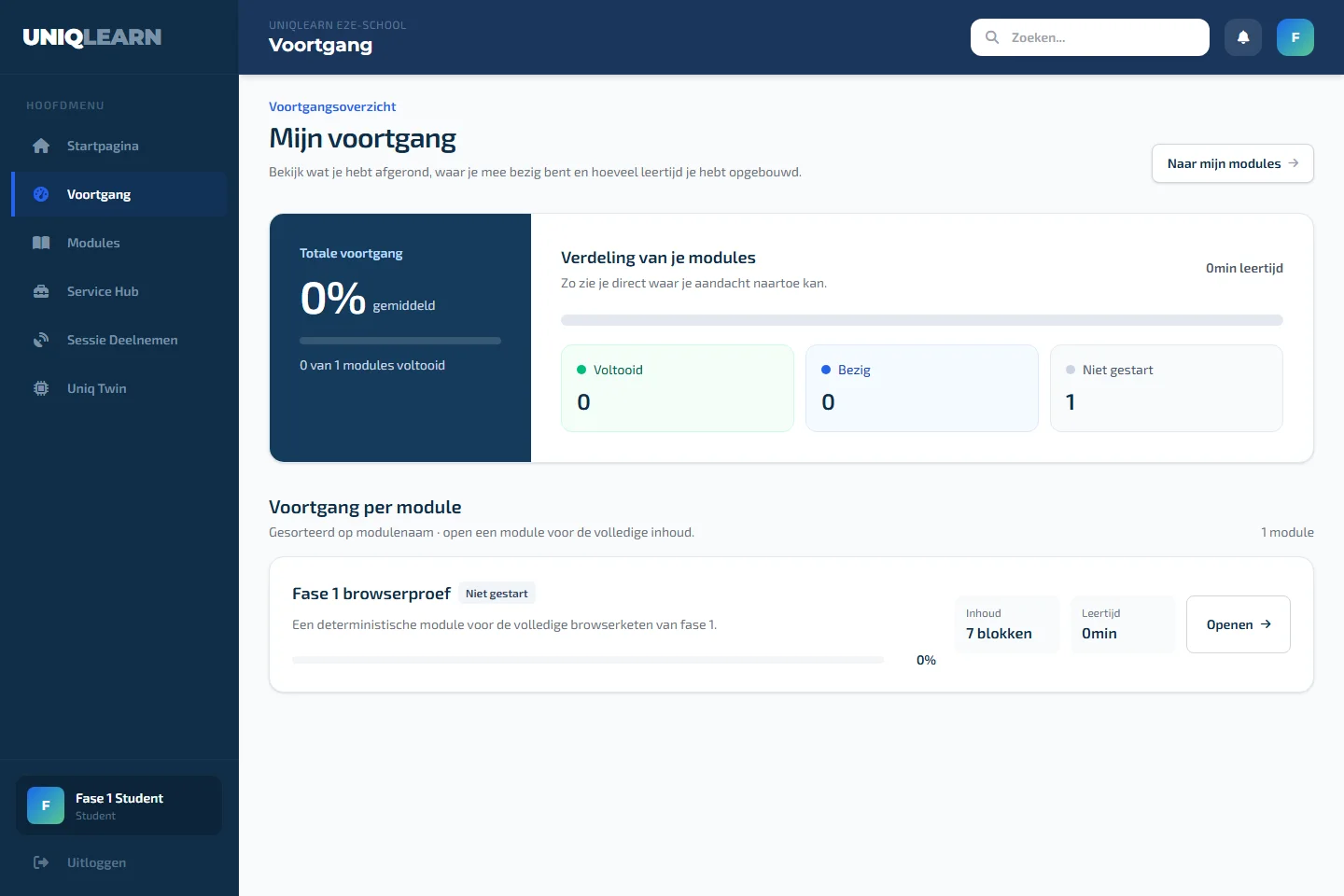 UniqLearn dashboard